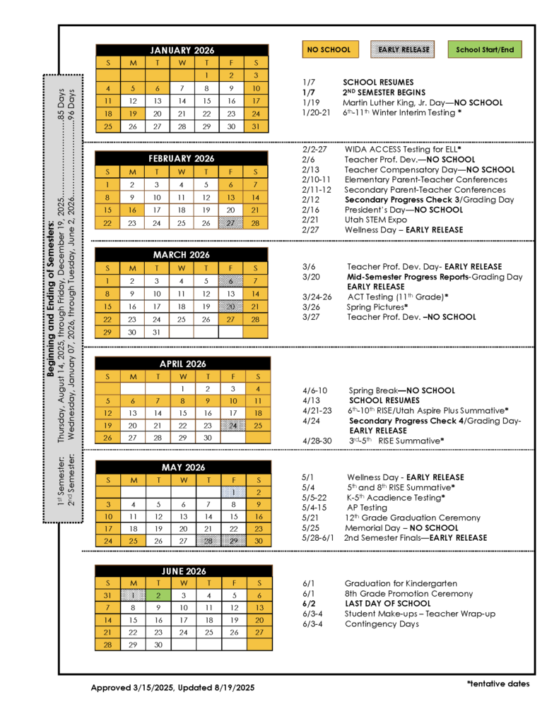BSTA Calendar 2025 2026 Page